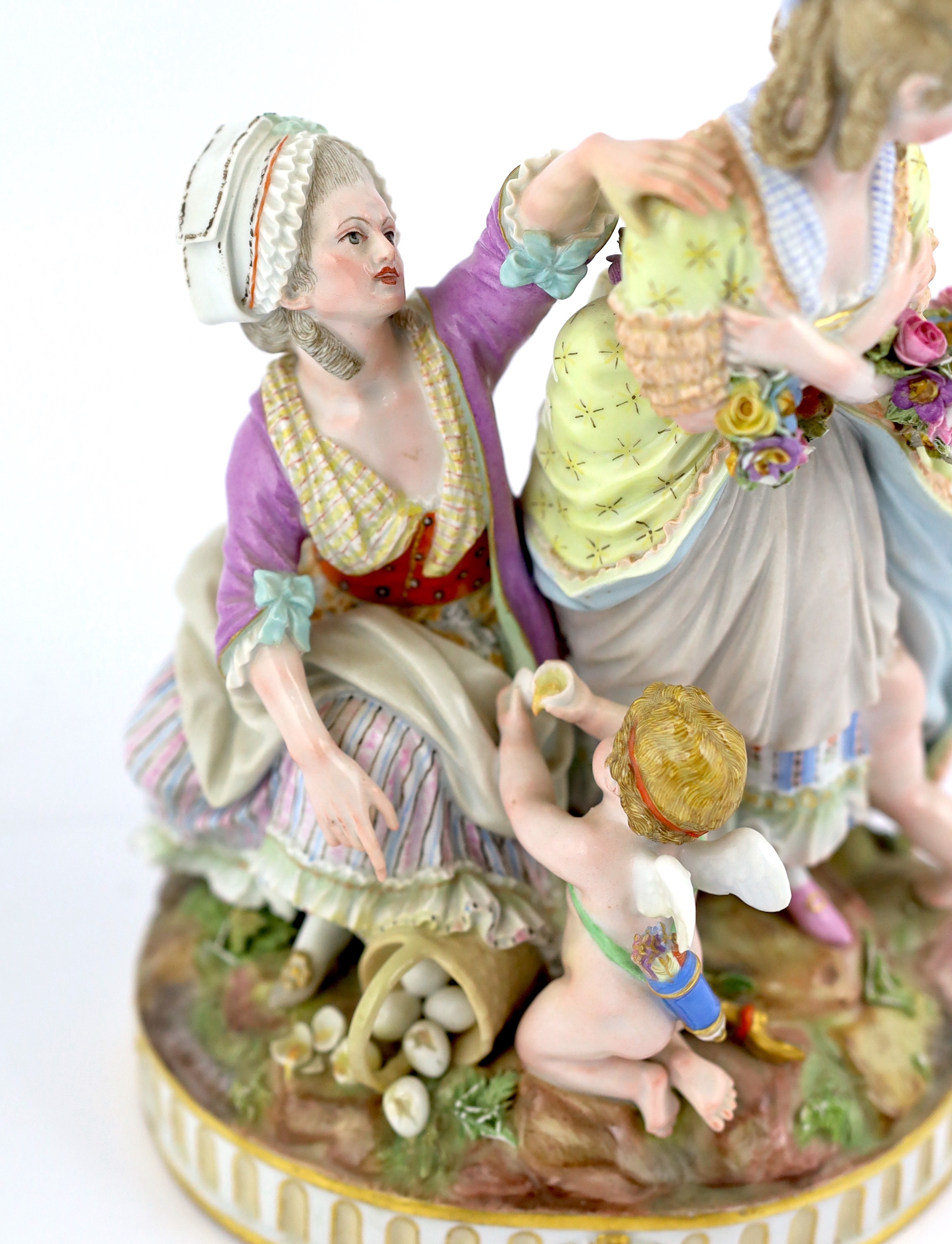A Meissen group ‘The Broken Eggs’, late 19th century, after Acier